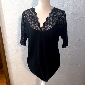 TORRID black bodysuit with lace detail